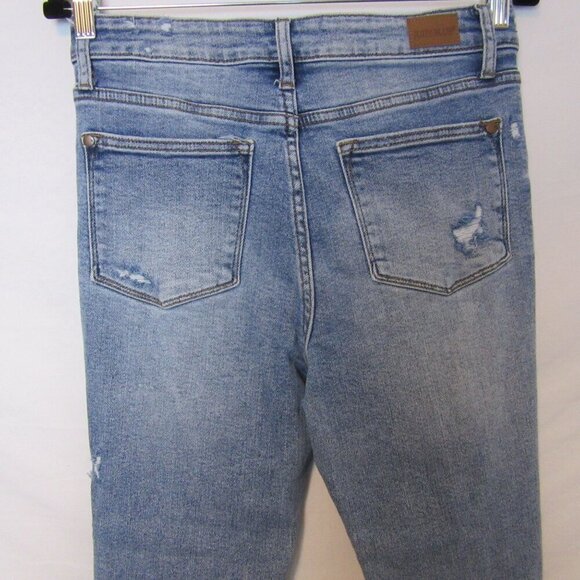 Judy Blue Jeans Distressed Light Blue Skinny Fit Ankle Raw Hem Denim Womens 27 - Picture 5 of 6